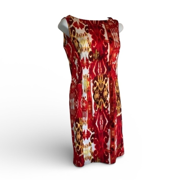 Jones New York Dresses & Skirts - Jones New York dress Woman's, 4P Orange red print sheath, sleeveless, zip NWT
